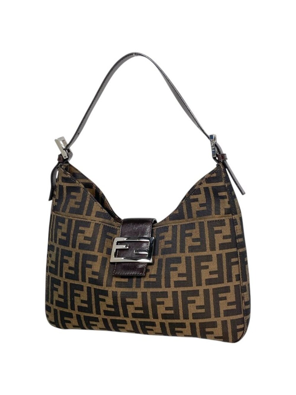 Fendi Shoulder Bag Zucca Pattern Canvas Brown